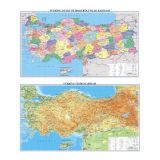 Grbz Yaynlar Trkiye Fiziki + Siyasi ift Tarafl Harita 70X100 CM